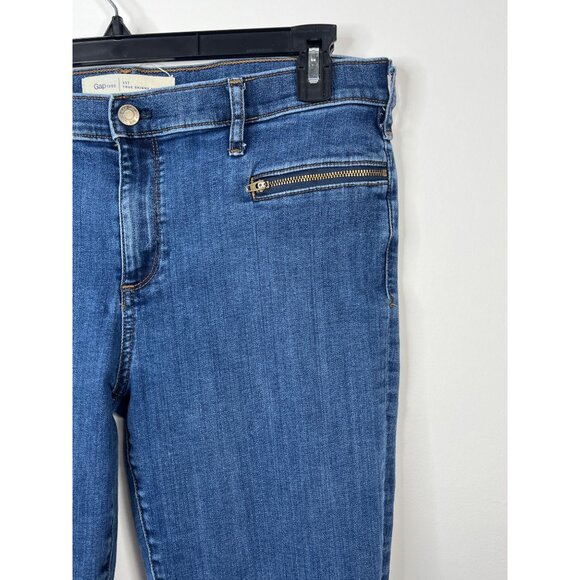 Gap 1969 Women’s True Skinny Ankle Jeans 33 Tall Blue Zip Pockets Stretch - Picture 7 of 11